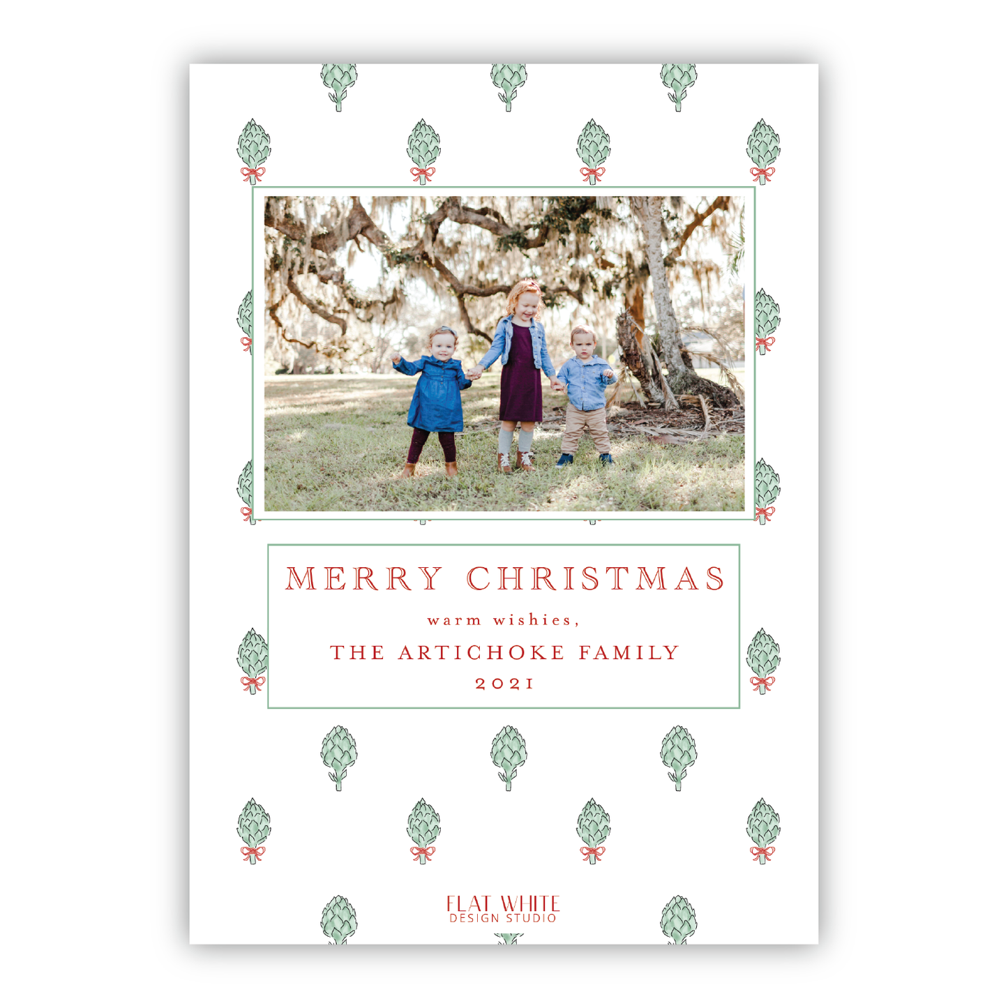Artichoke Holiday Tree Border Portrait