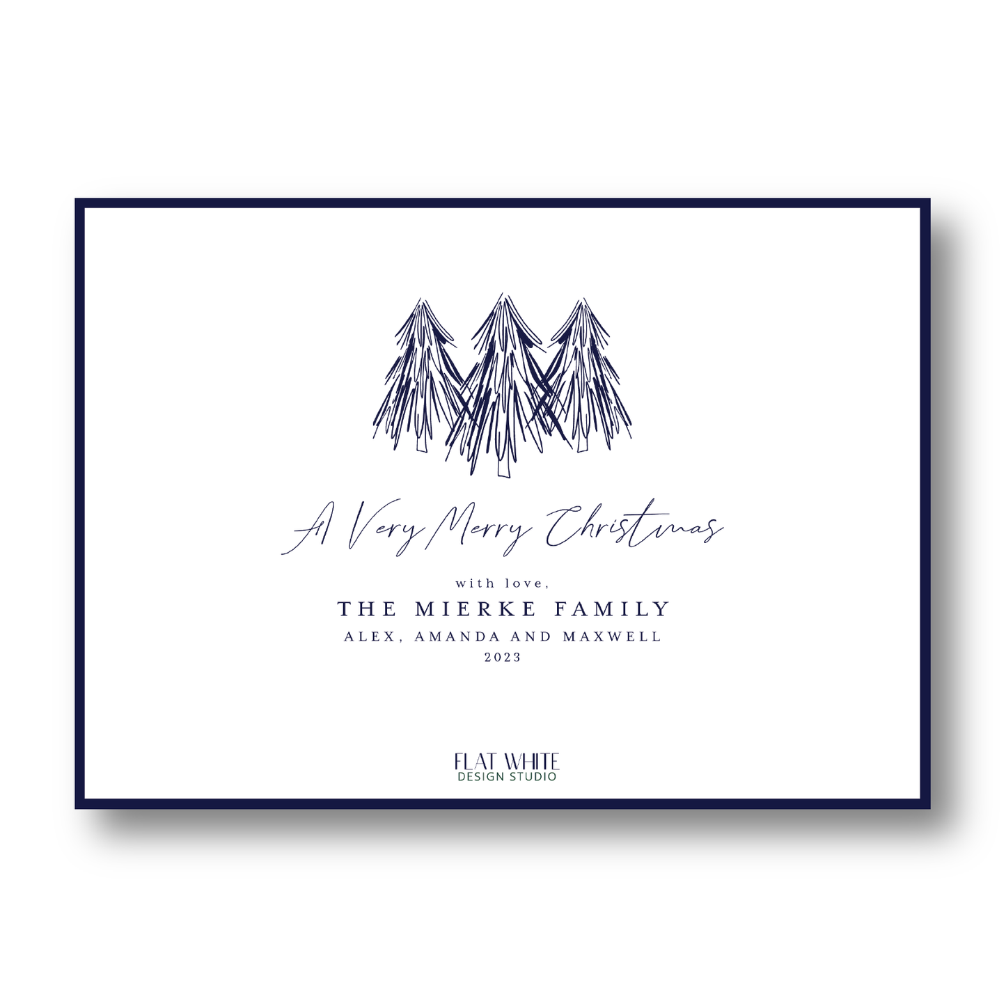 Navy Pine Holiday Tree Pattern Landscape