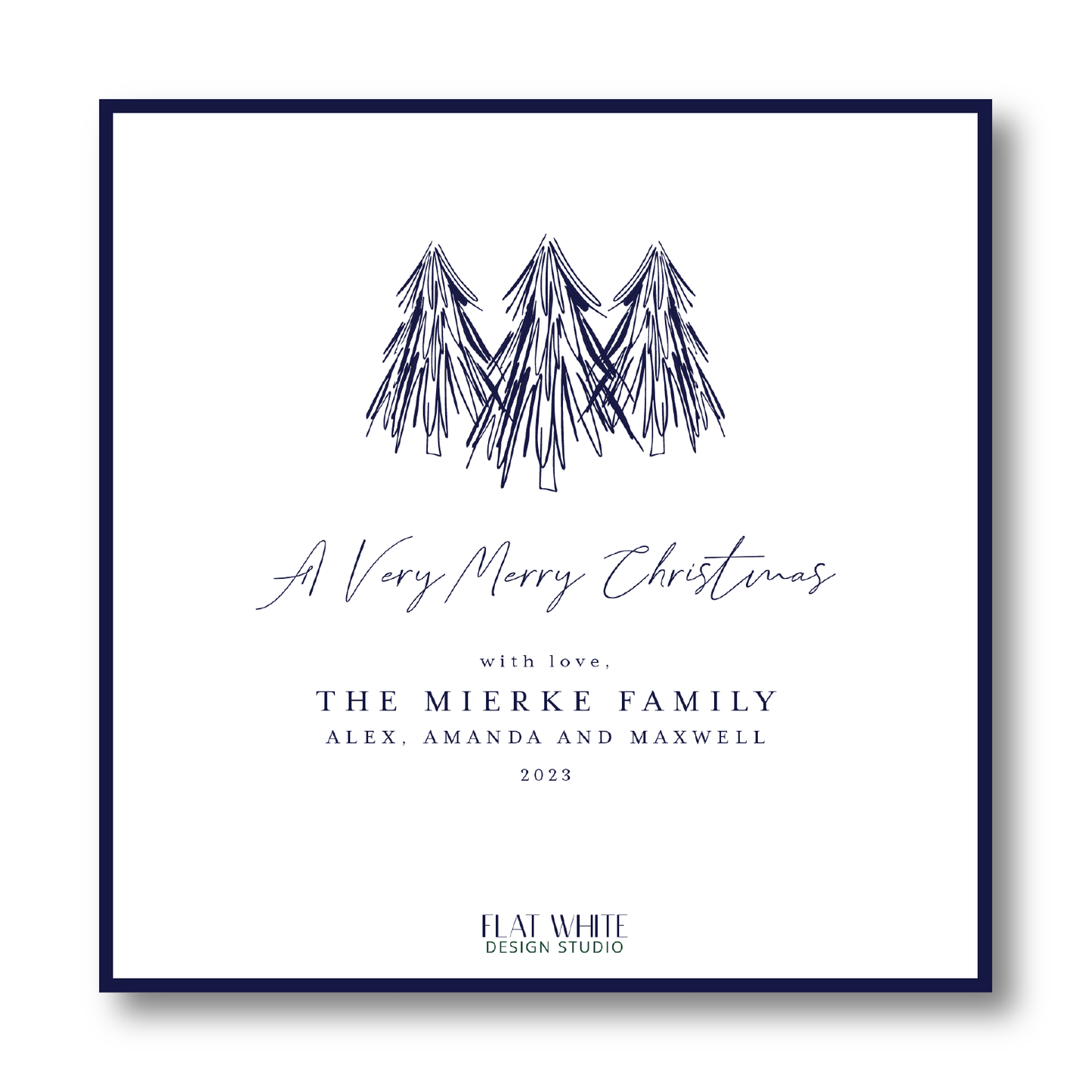 Navy Pine Holiday Tree Square