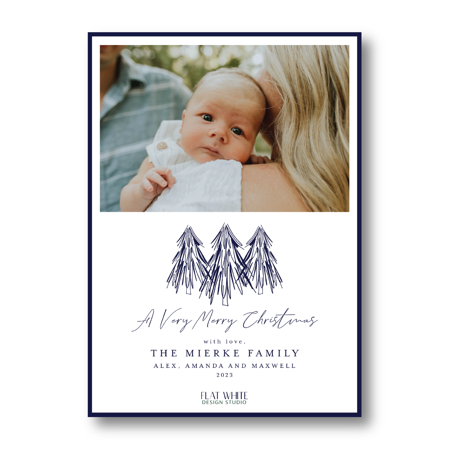 Navy Pine Holiday Tree Pattern Portrait