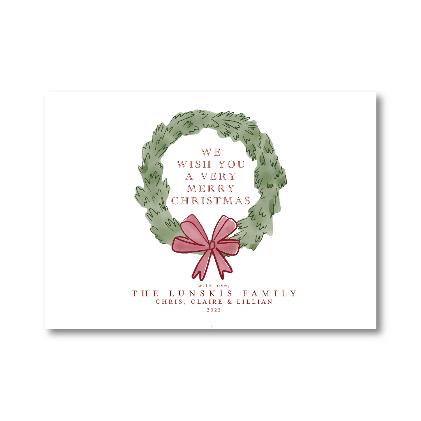 Trellis Wreath and Ribbon Holiday Pattern Landscape