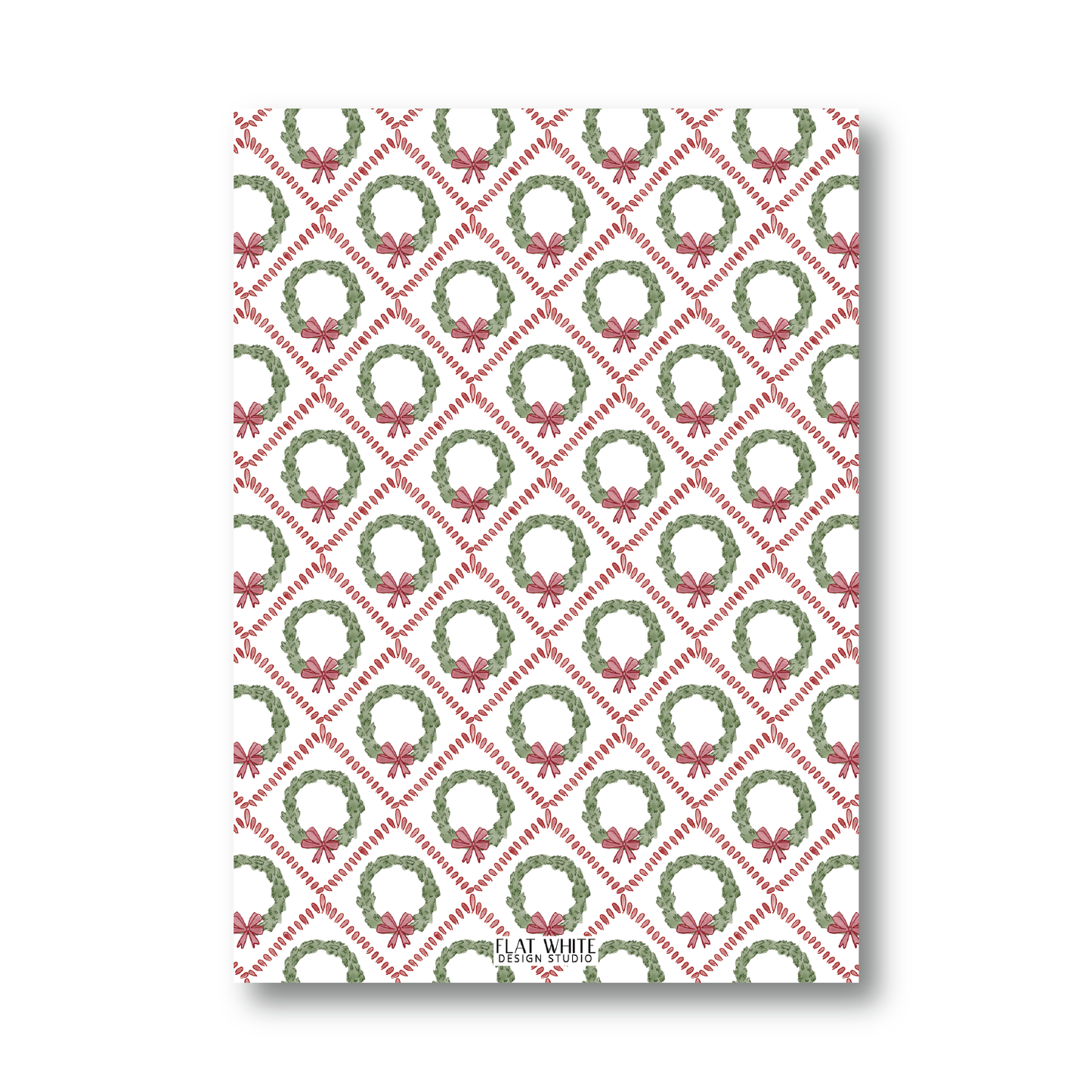 Trellis Wreath and Ribbon Holiday Crest Portrait