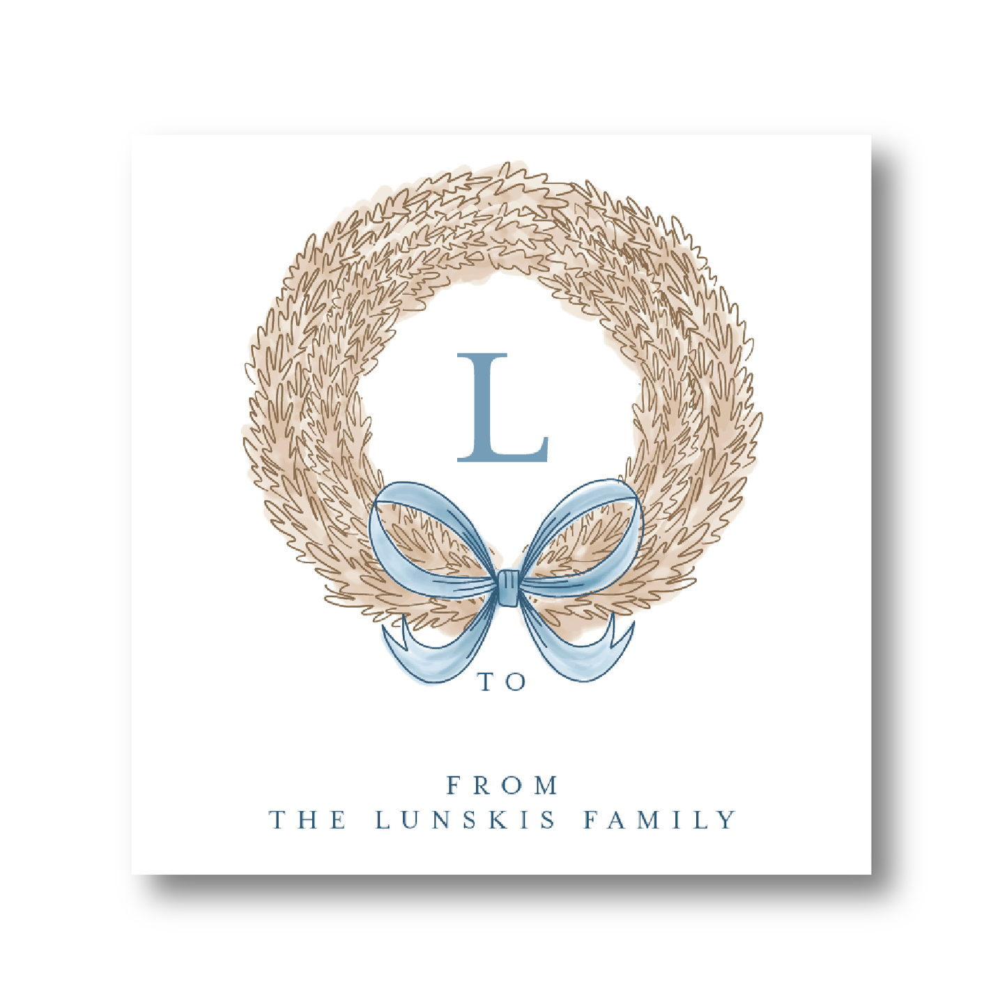 Blue and Cream Wreath Gift Sticker