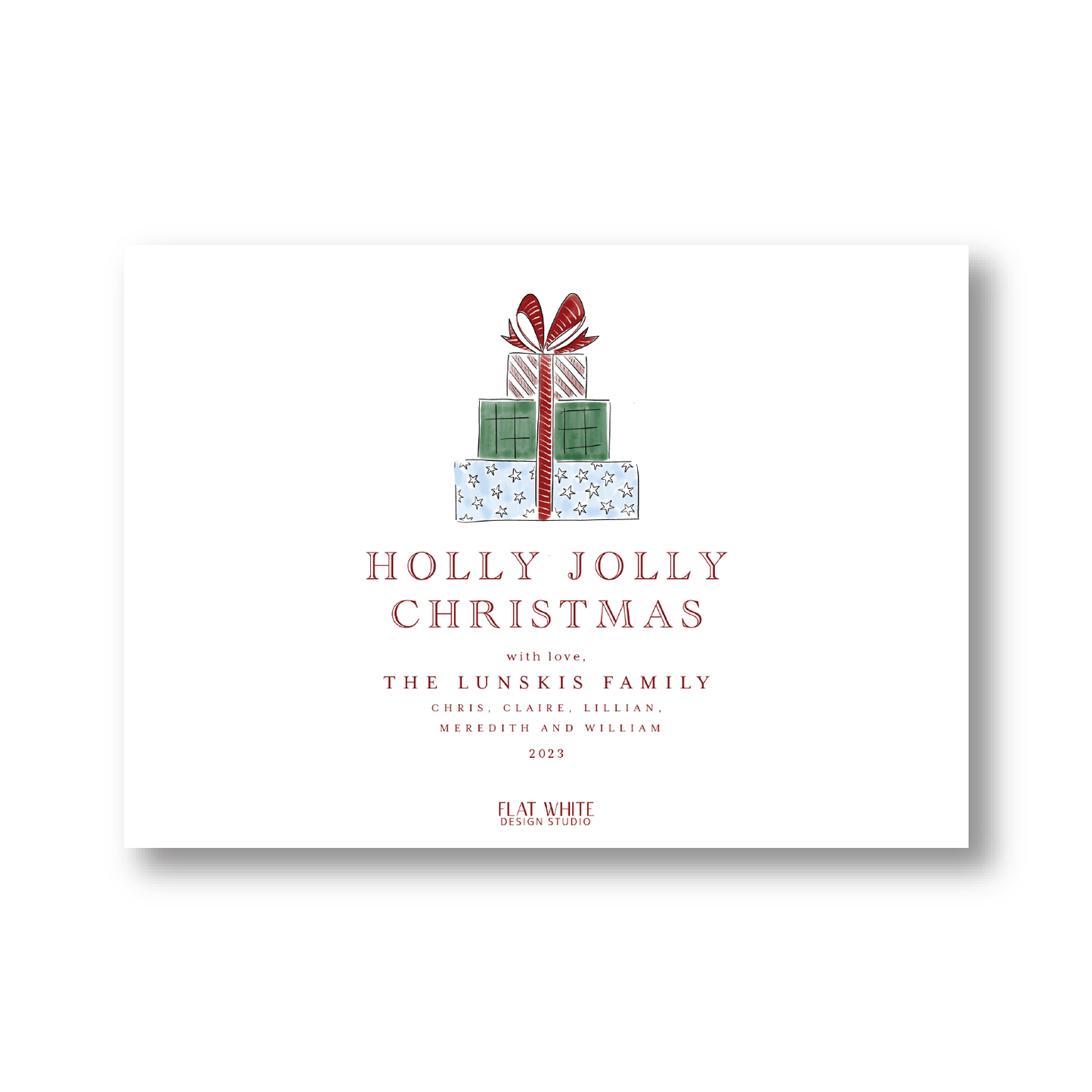 Holly Jolly Gift Pattern Landscape Crest
