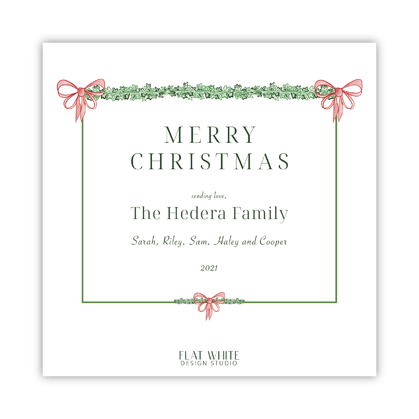 Holiday Ivy and Bows Square