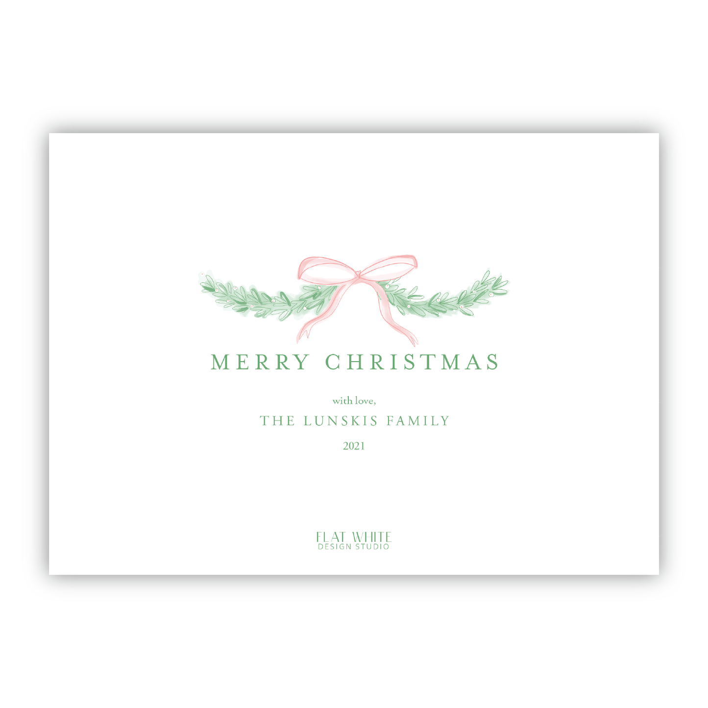 Pink Bow & Garland Holiday Border Landscape