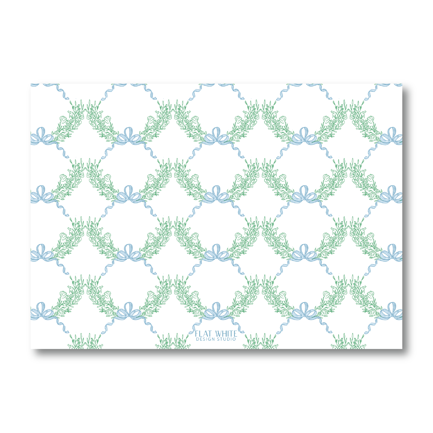 Winter Green Wreath and Bow Crest Landscape
