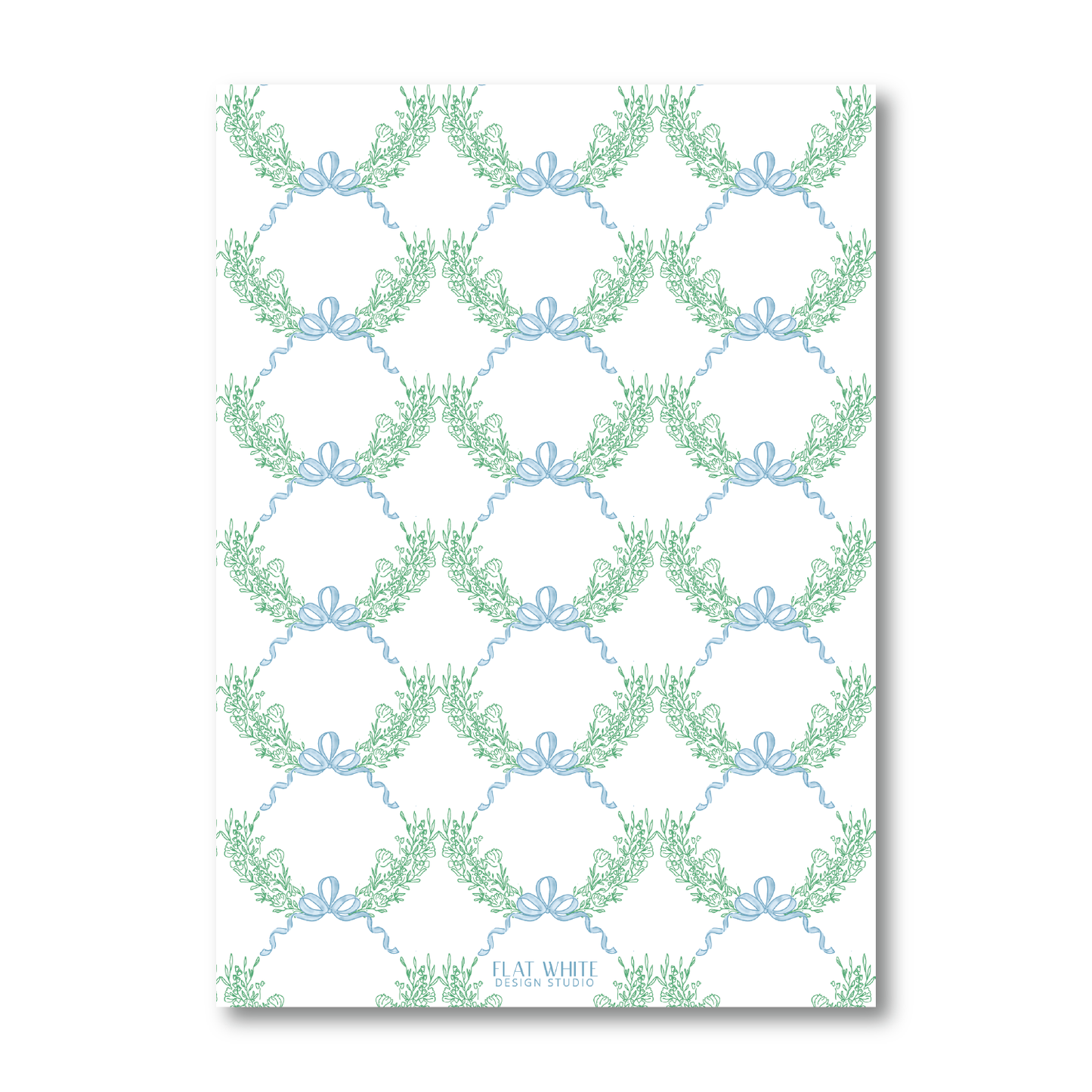 Winter Green Wreath and Bow Crest Portrait