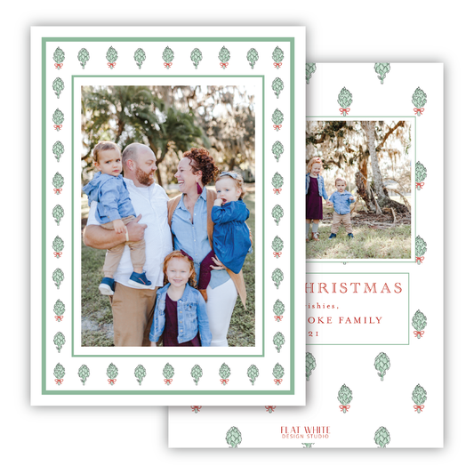 Artichoke Holiday Tree Border Portrait