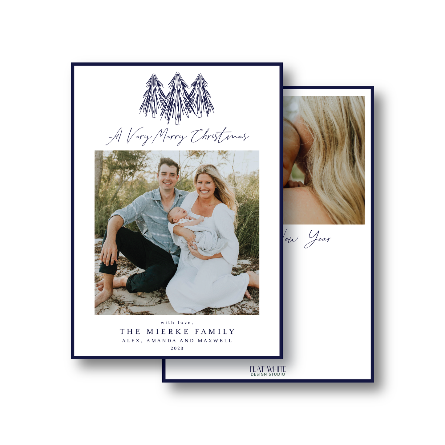 Navy Pine Holiday Tree Portrait Crest