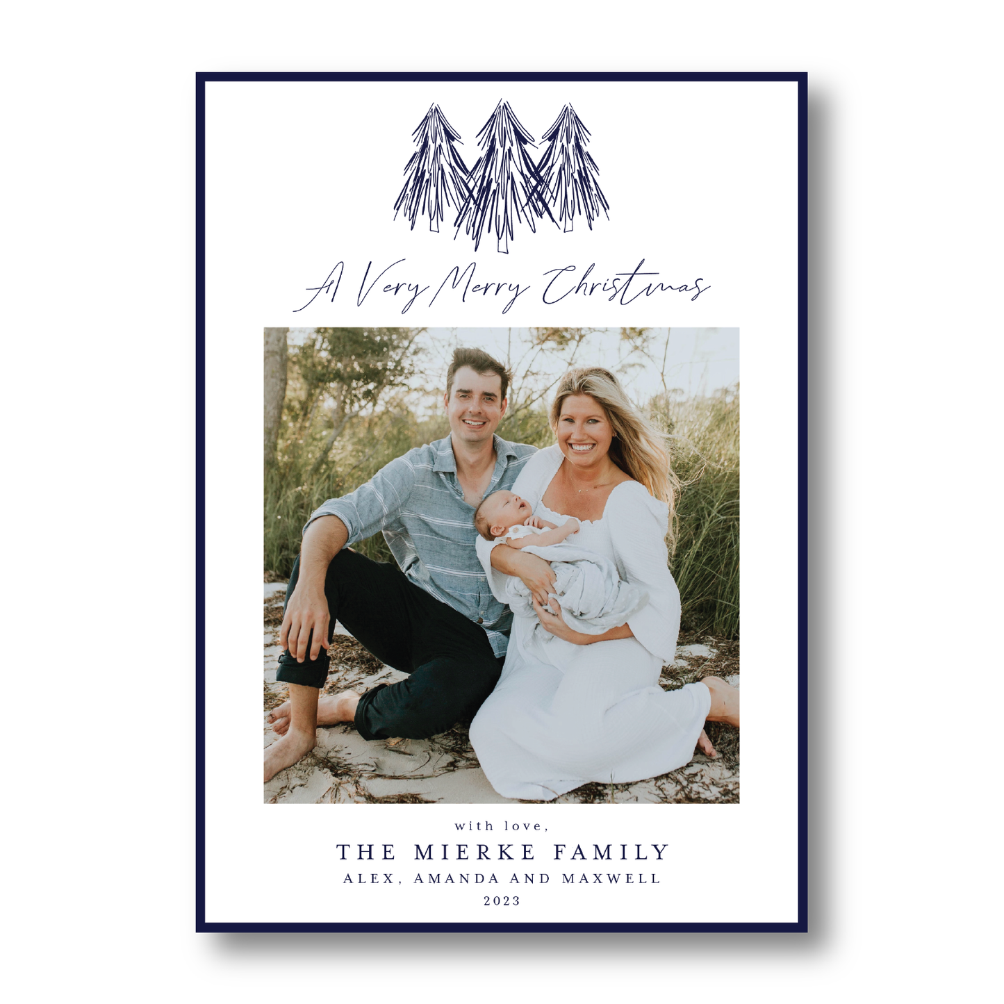 Navy Pine Holiday Tree Portrait Crest