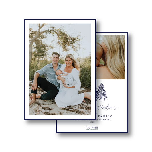 Navy Pine Holiday Tree Pattern Portrait