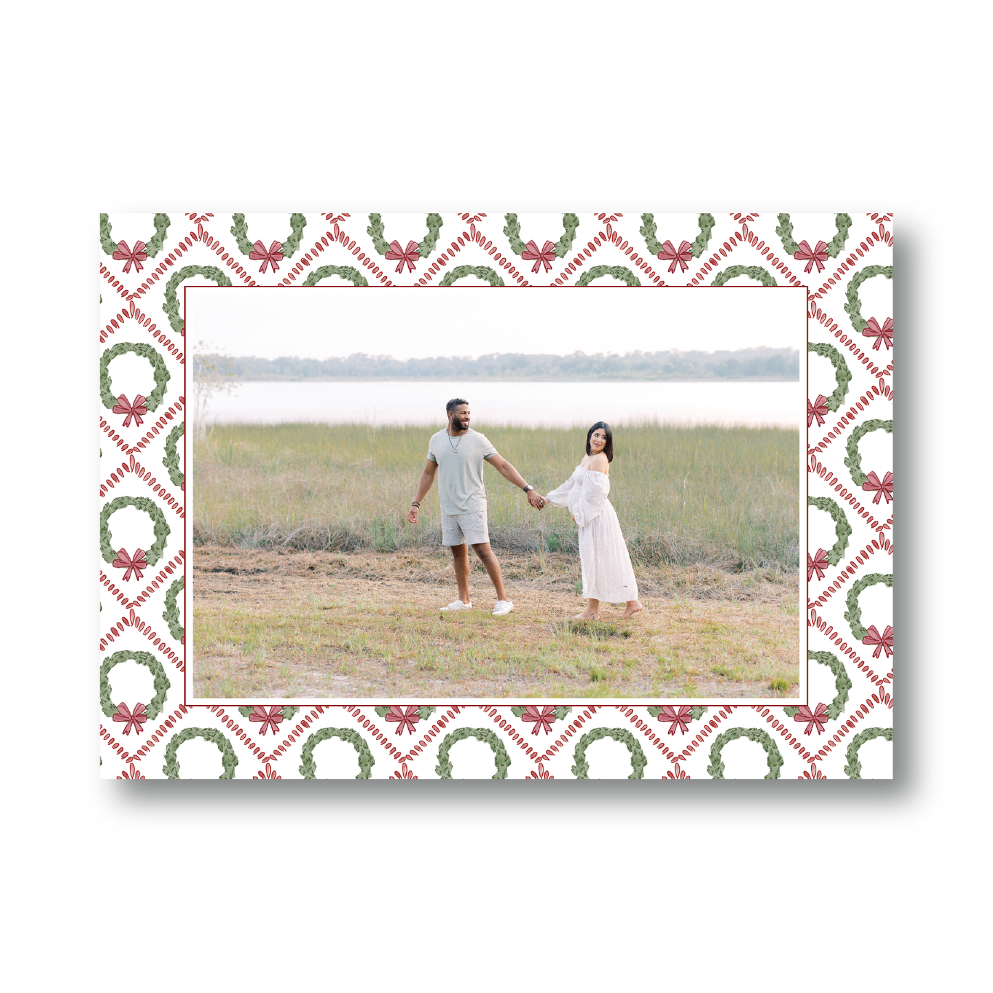 Trellis Wreath and Ribbon Holiday Pattern Landscape