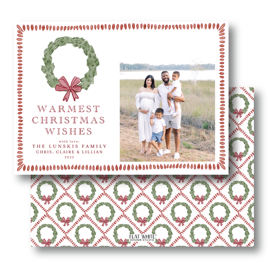 Trellis Wreath and Ribbon Holiday Crest Landscape