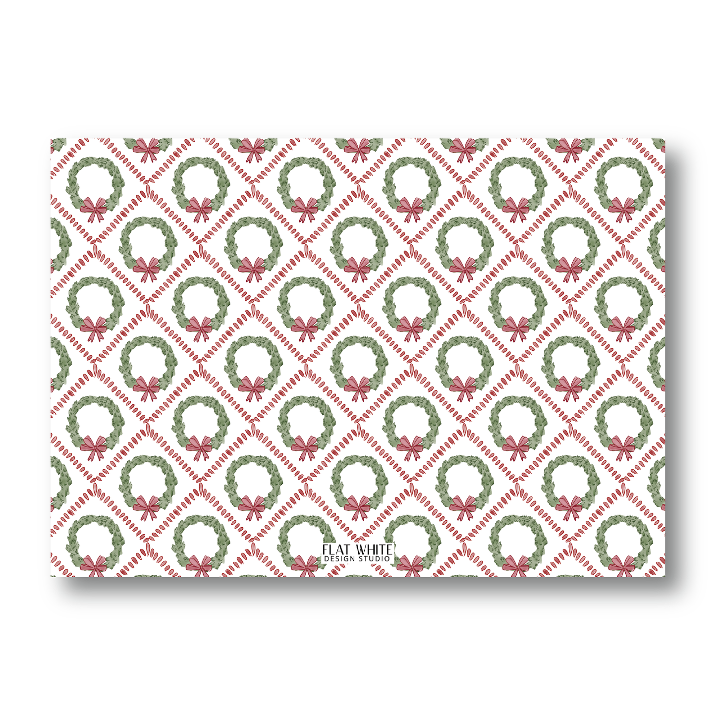 Trellis Wreath and Ribbon Holiday Crest Landscape