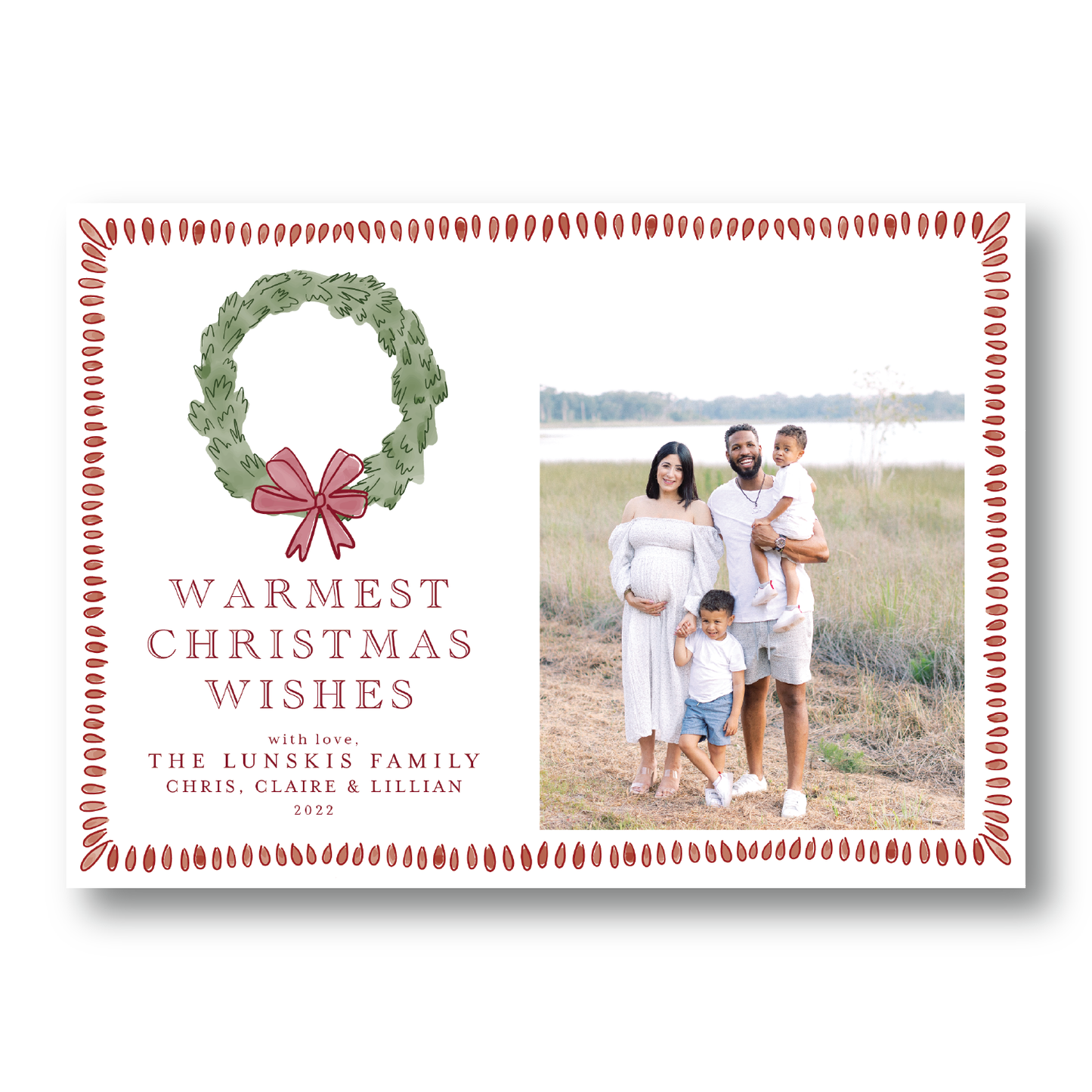 Trellis Wreath and Ribbon Holiday Crest Landscape