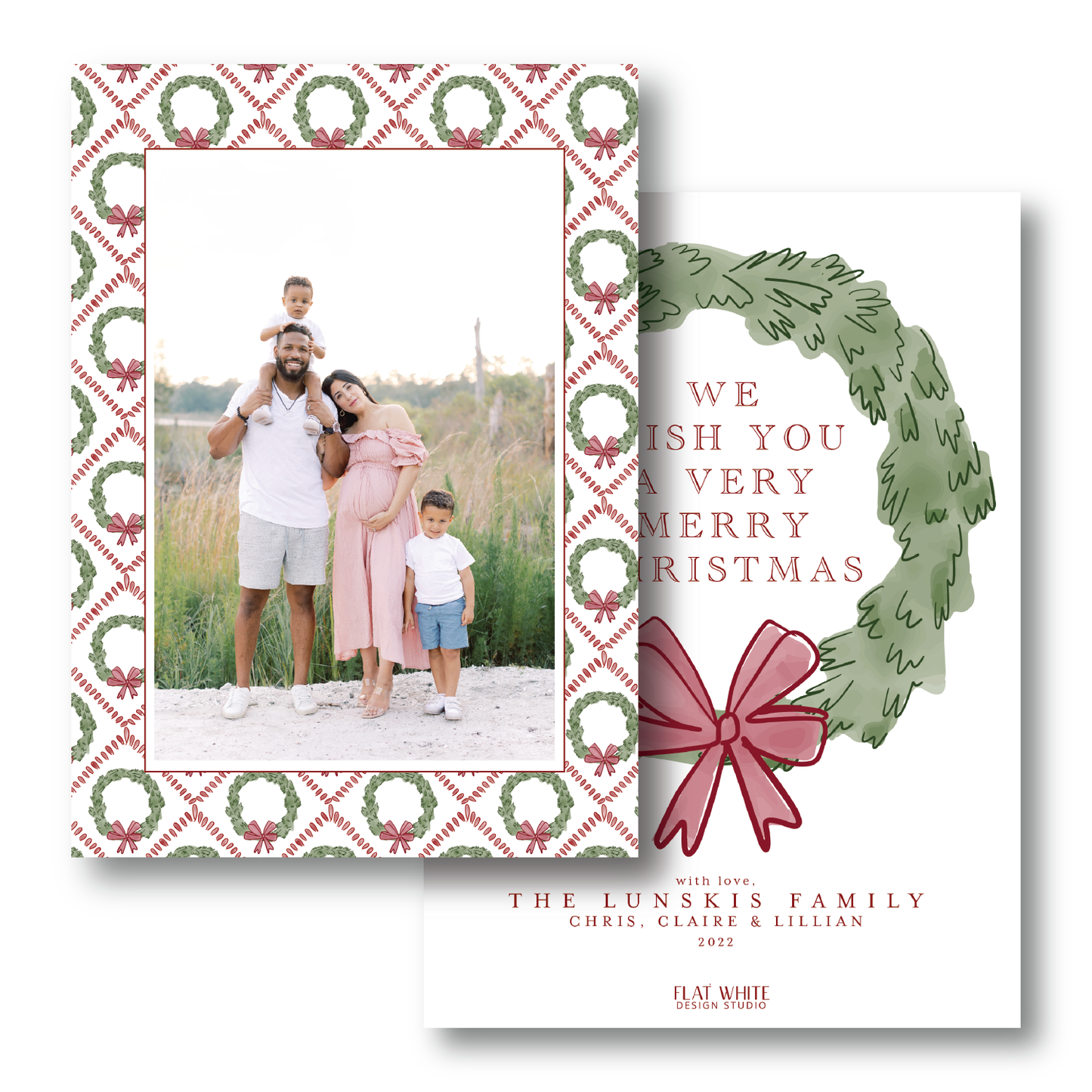 Trellis Wreath and Ribbon Holiday Pattern Portrait