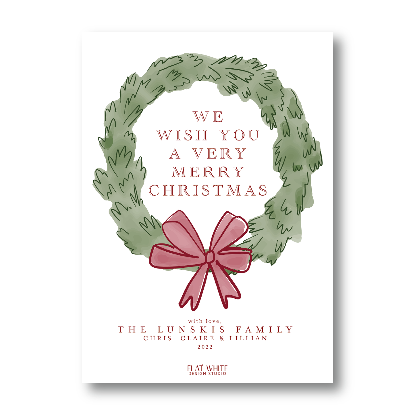 Trellis Wreath and Ribbon Holiday Pattern Portrait