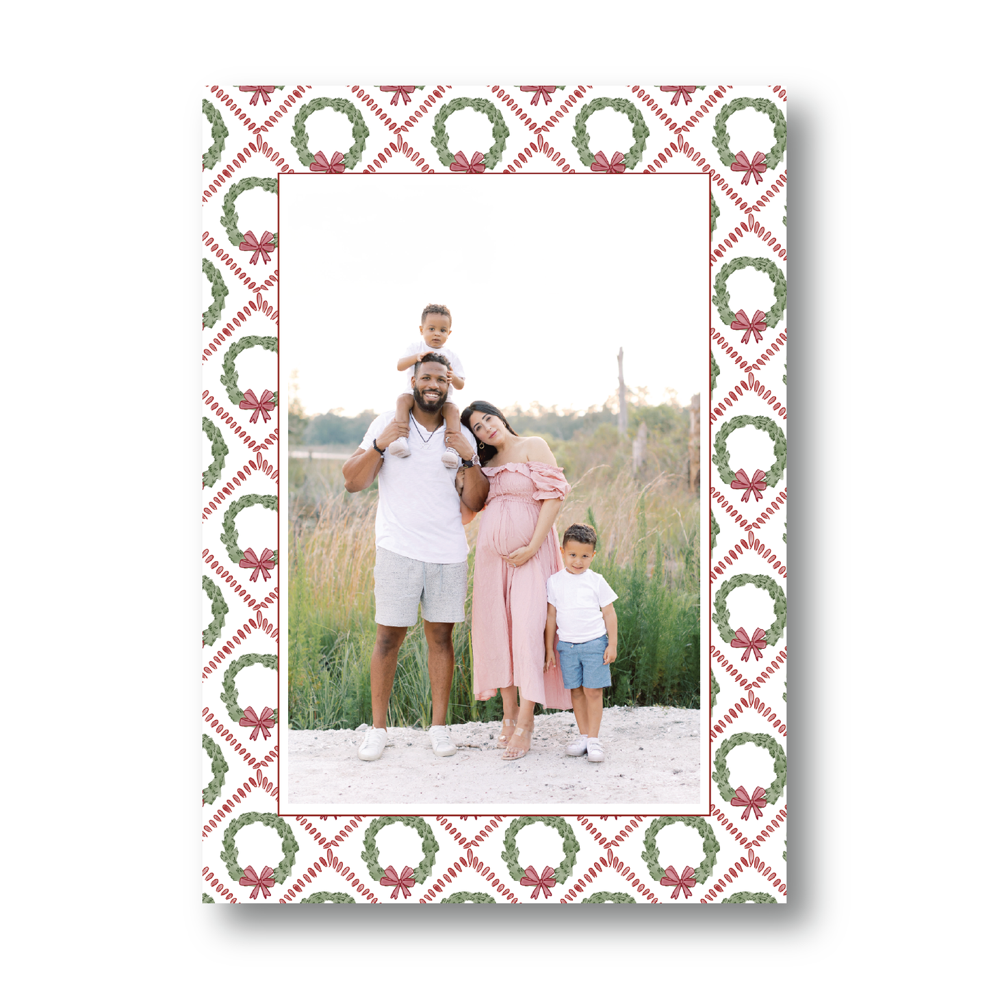 Trellis Wreath and Ribbon Holiday Pattern Portrait