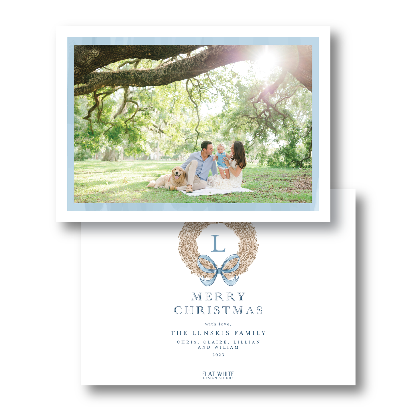 Blue and Cream Wreath Pattern Landscape