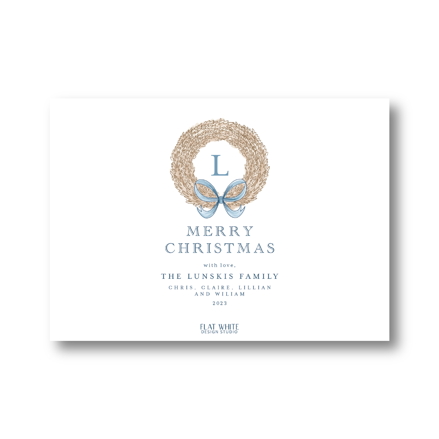 Blue and Cream Wreath Pattern Landscape