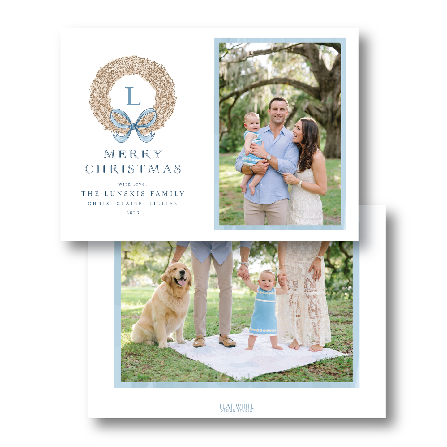 Blue and Cream Wreath Landscape Crest