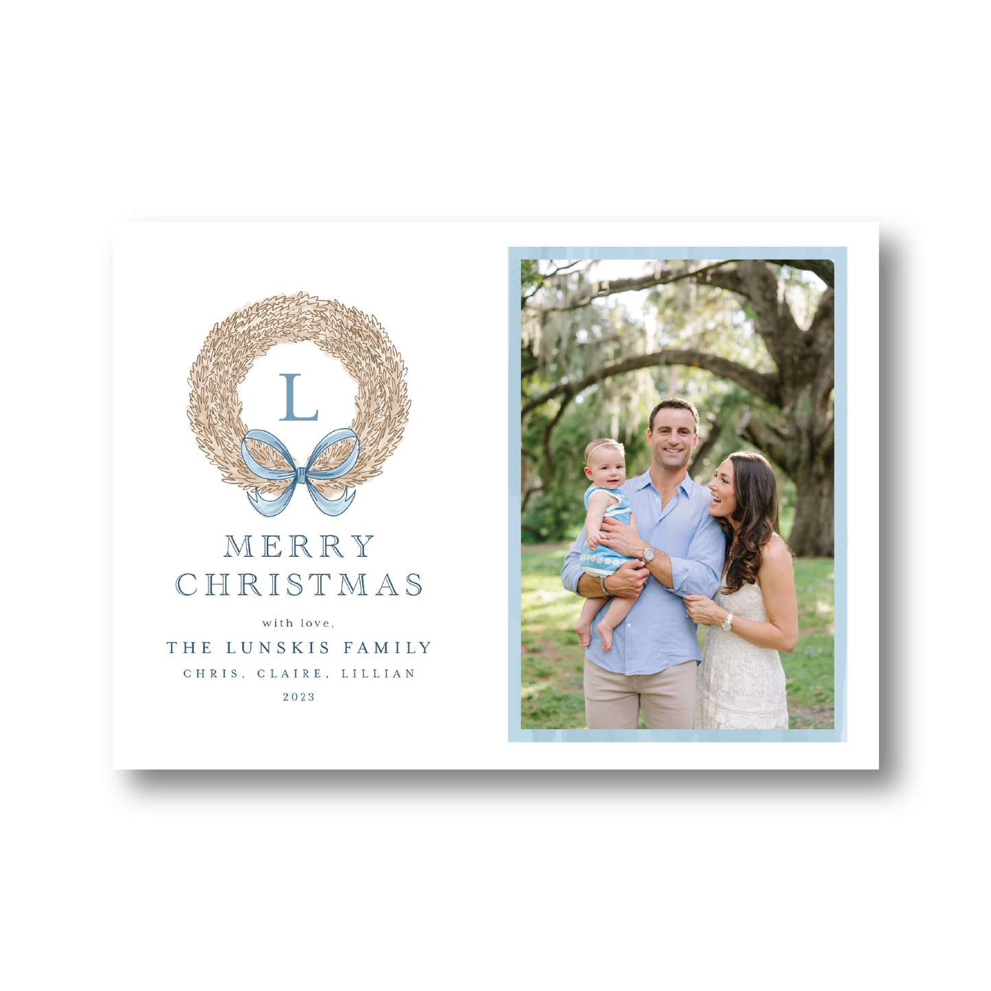 Blue and Cream Wreath Landscape Crest