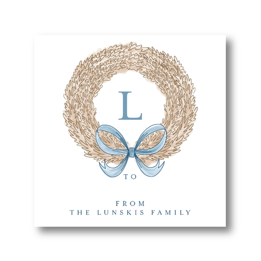 Blue and Cream Wreath Gift Sticker