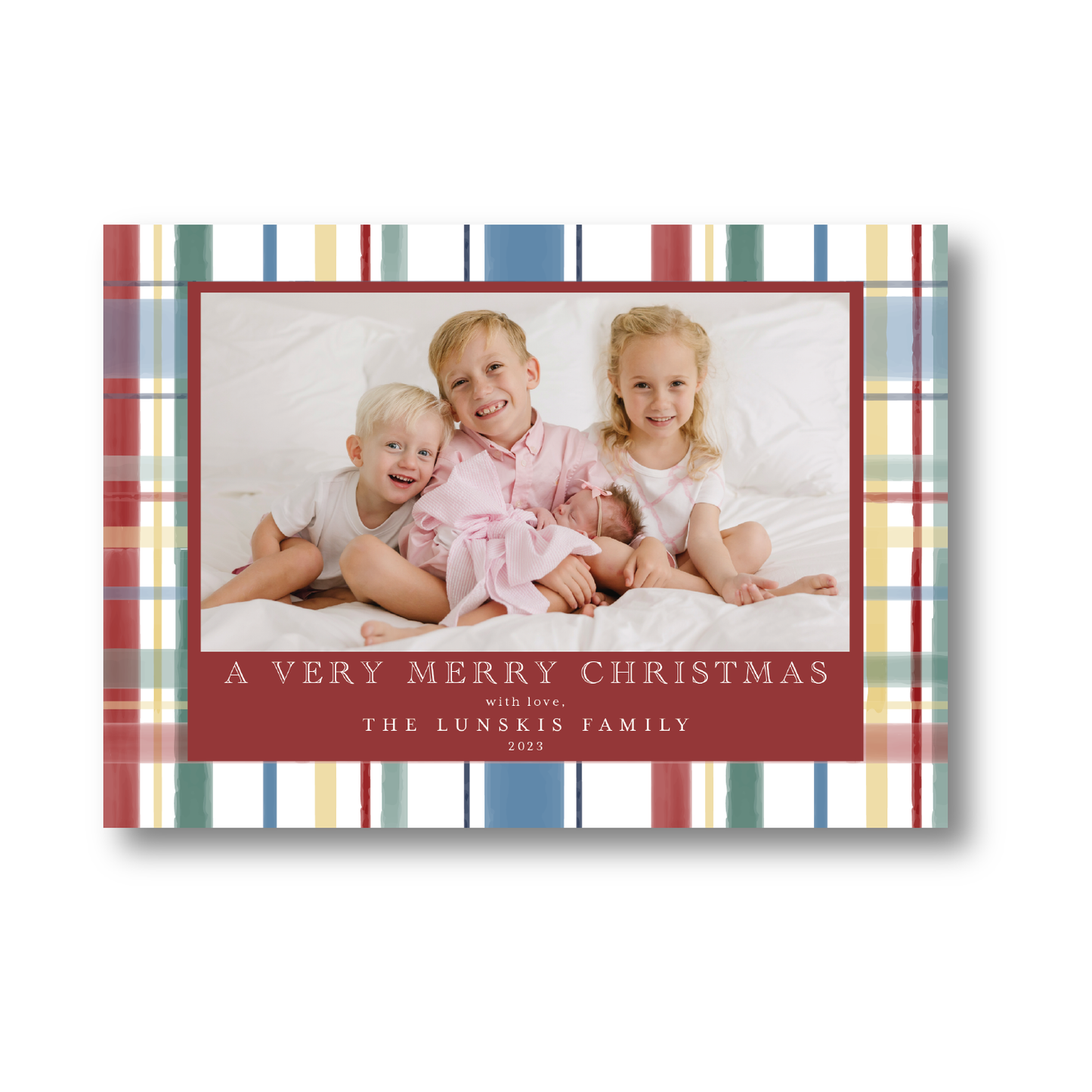 Christmas Red and Green Tartan Landscape Crest