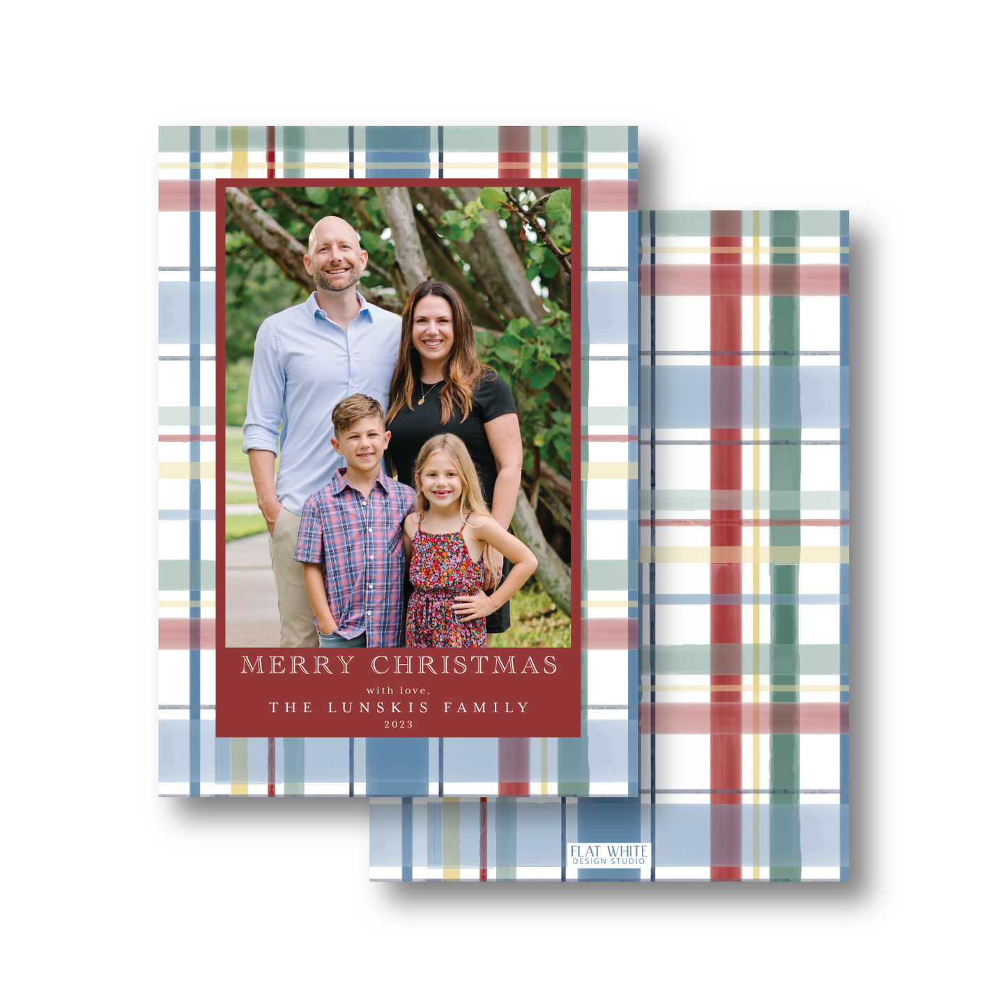 Christmas Red and Green Tartan Portrait Crest