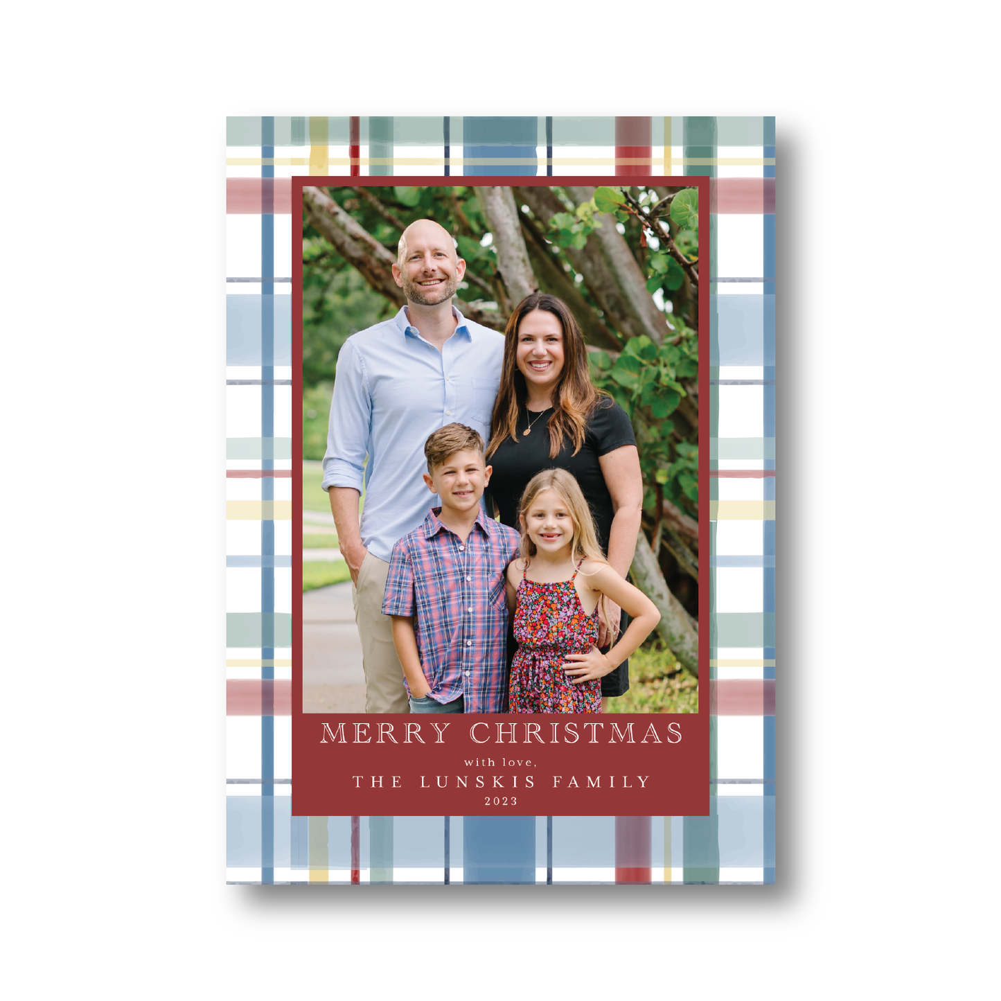 Christmas Red and Green Tartan Portrait Crest