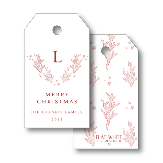 Coral Christmas Gift Tag