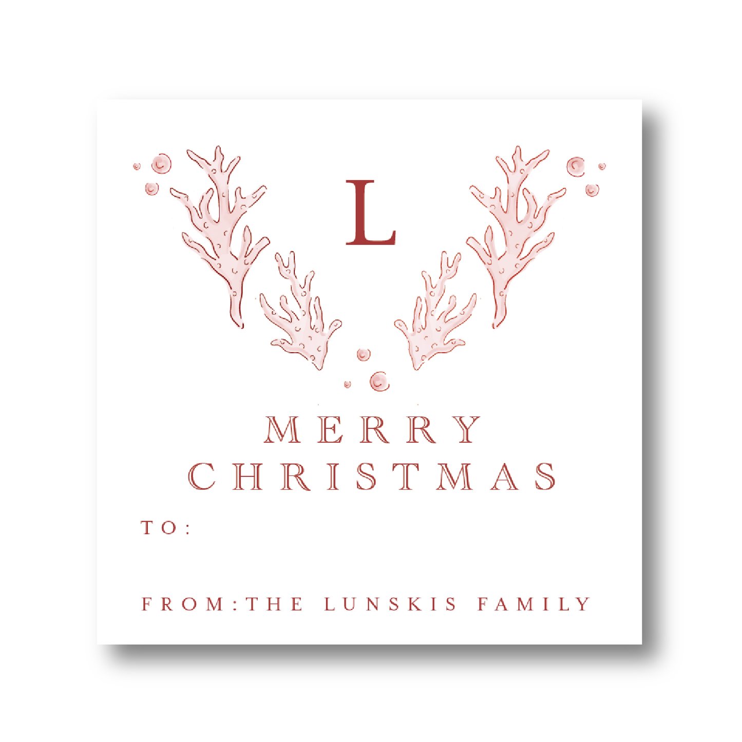 Coral Christmas Gift Sticker