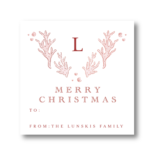 Coral Christmas Gift Sticker