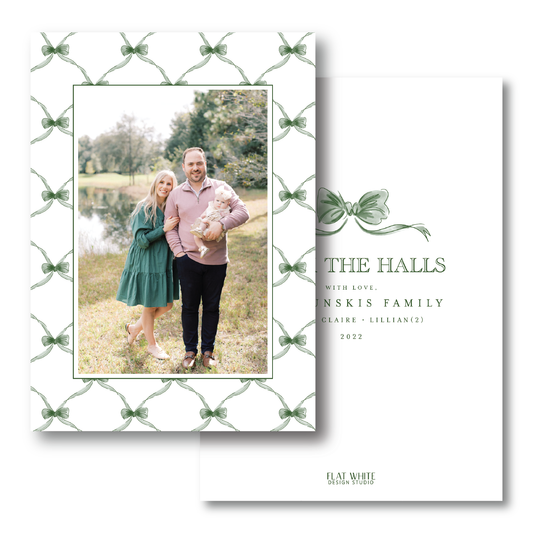 Emerald Ribbon and Bows Pattern Portrait