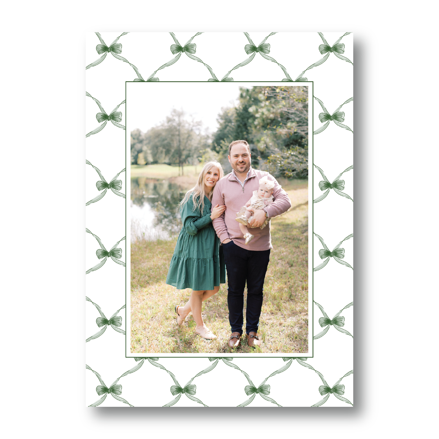 Emerald Ribbon and Bows Pattern Portrait