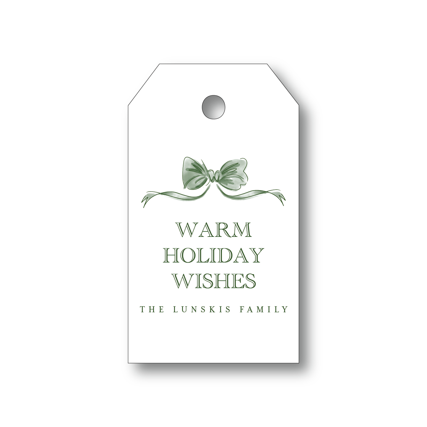 Emerald Ribbon Holiday Gift Tag