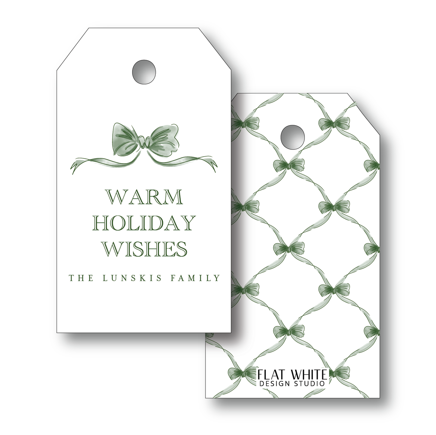 Emerald Ribbon Holiday Gift Tag