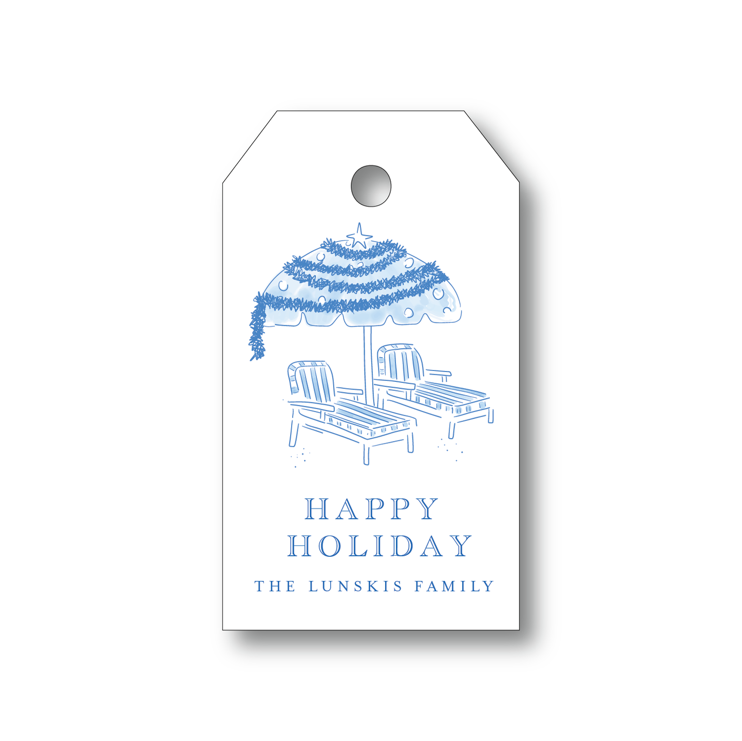 Happy Holiday Parasol Gift Tag