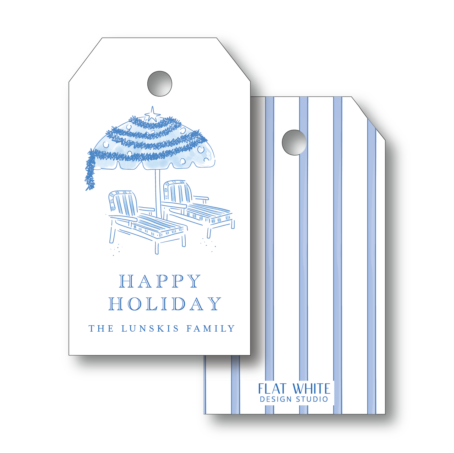 Happy Holiday Parasol Gift Tag