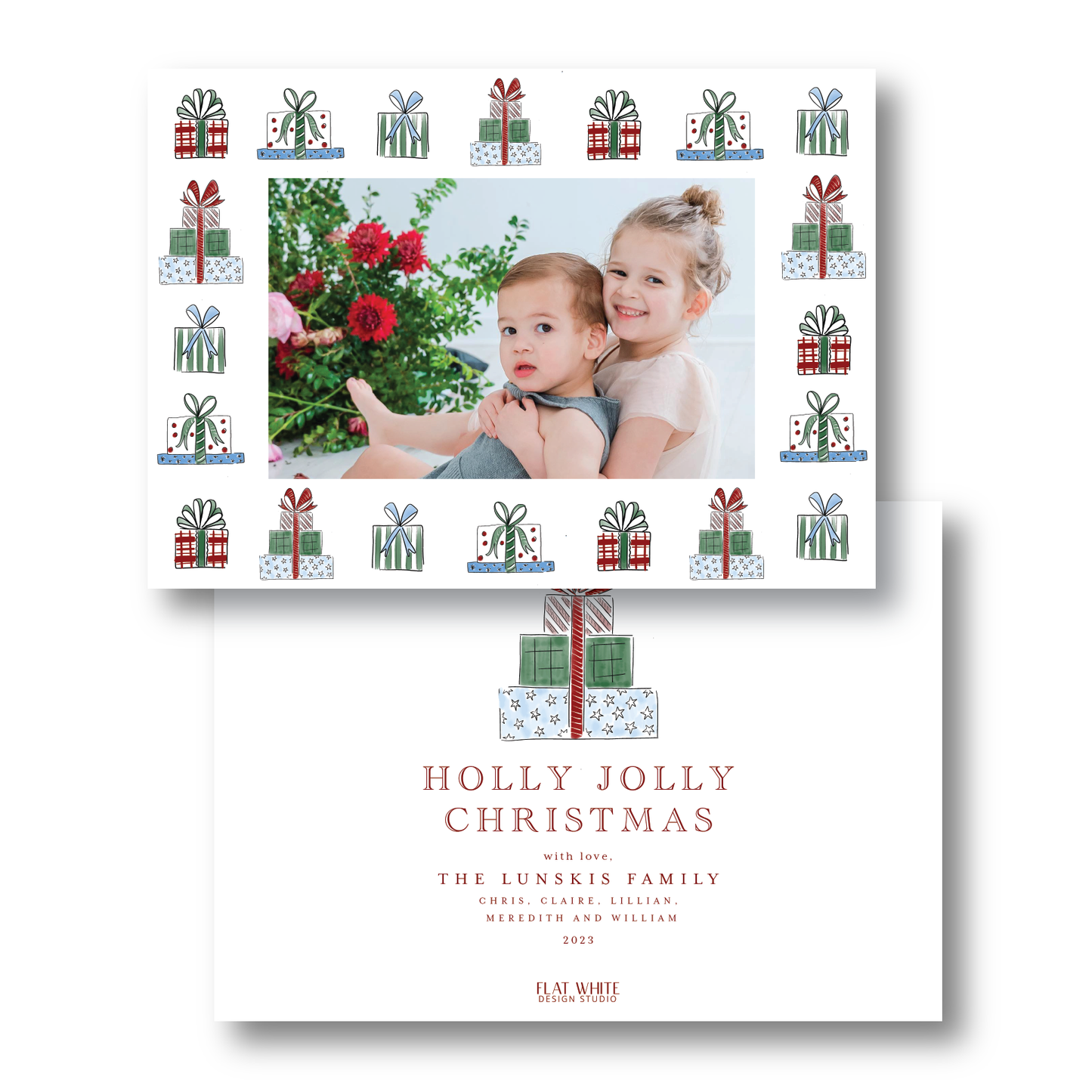 Holly Jolly Gift Pattern Landscape Crest