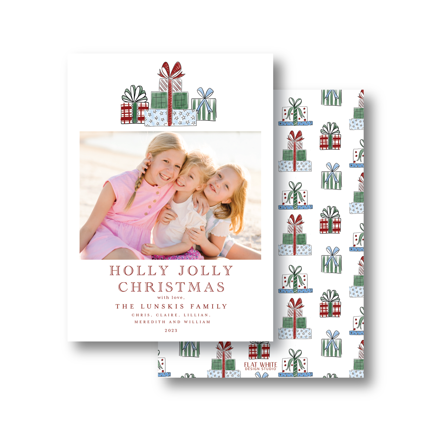 Holly Jolly Gift Pattern Portrait Crest