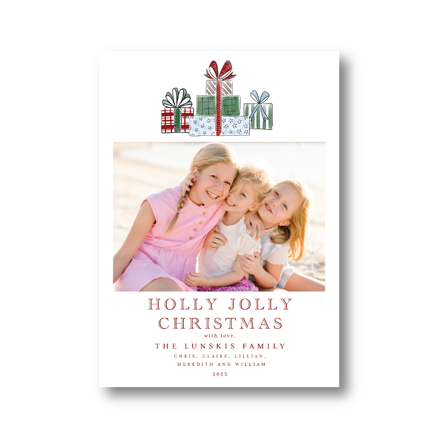 Holly Jolly Gift Pattern Portrait Crest