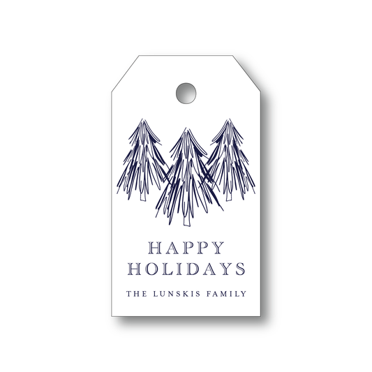 Navy Pine Gift Tag
