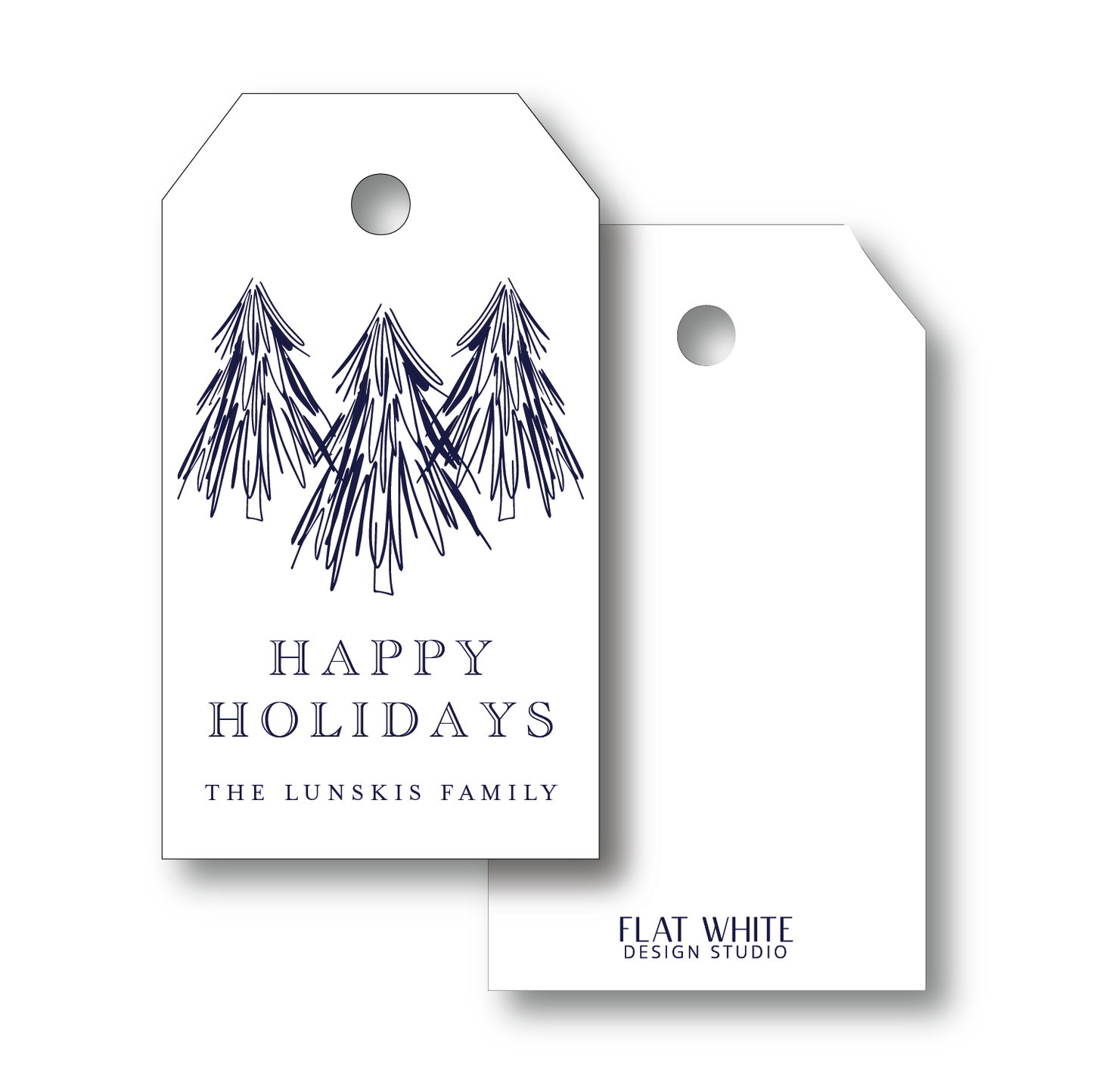 Navy Pine Gift Tag