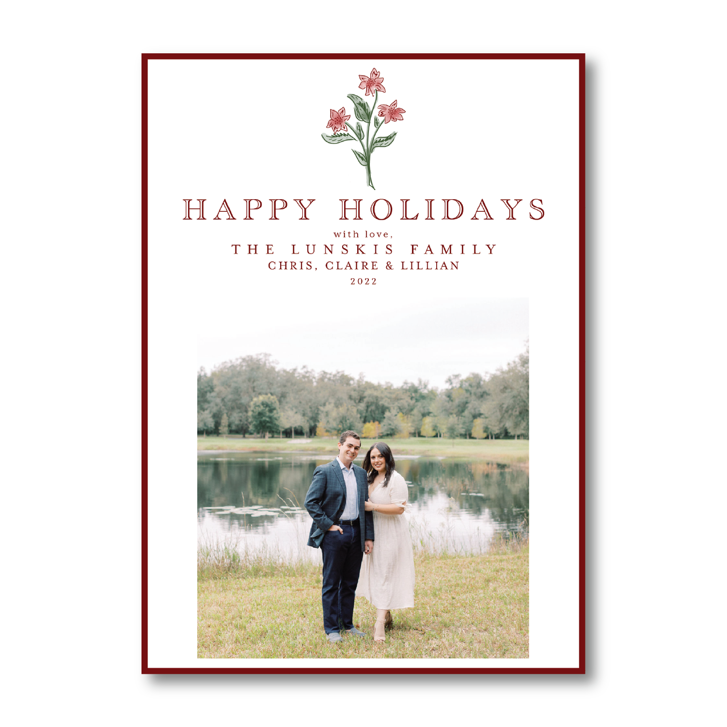 Christmas Poinsettia Crest Portrait