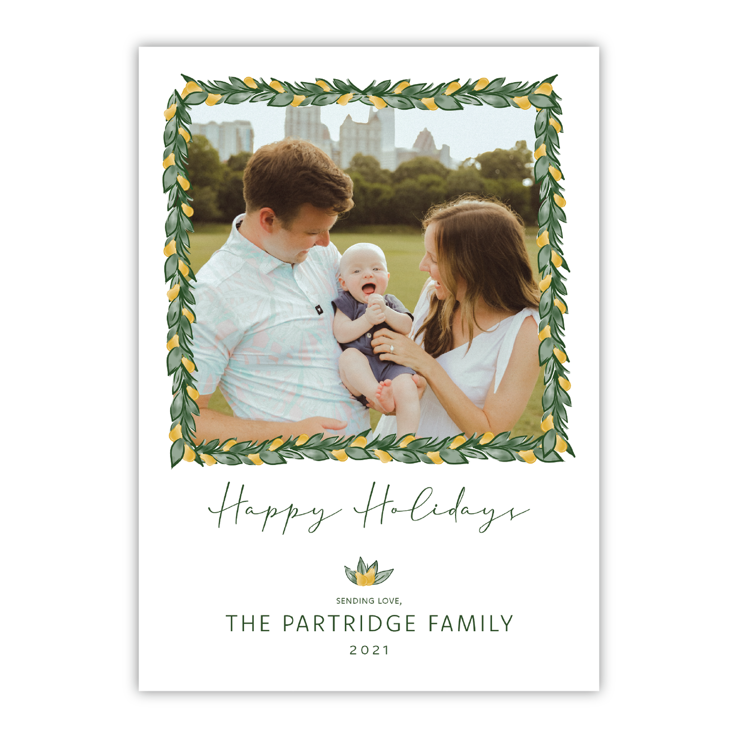 Partridge Pear Garland Border Portrait