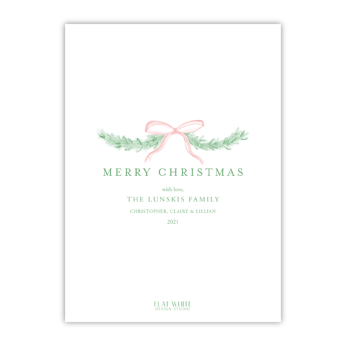 Pink Bow & Garland Holiday Border Portrait