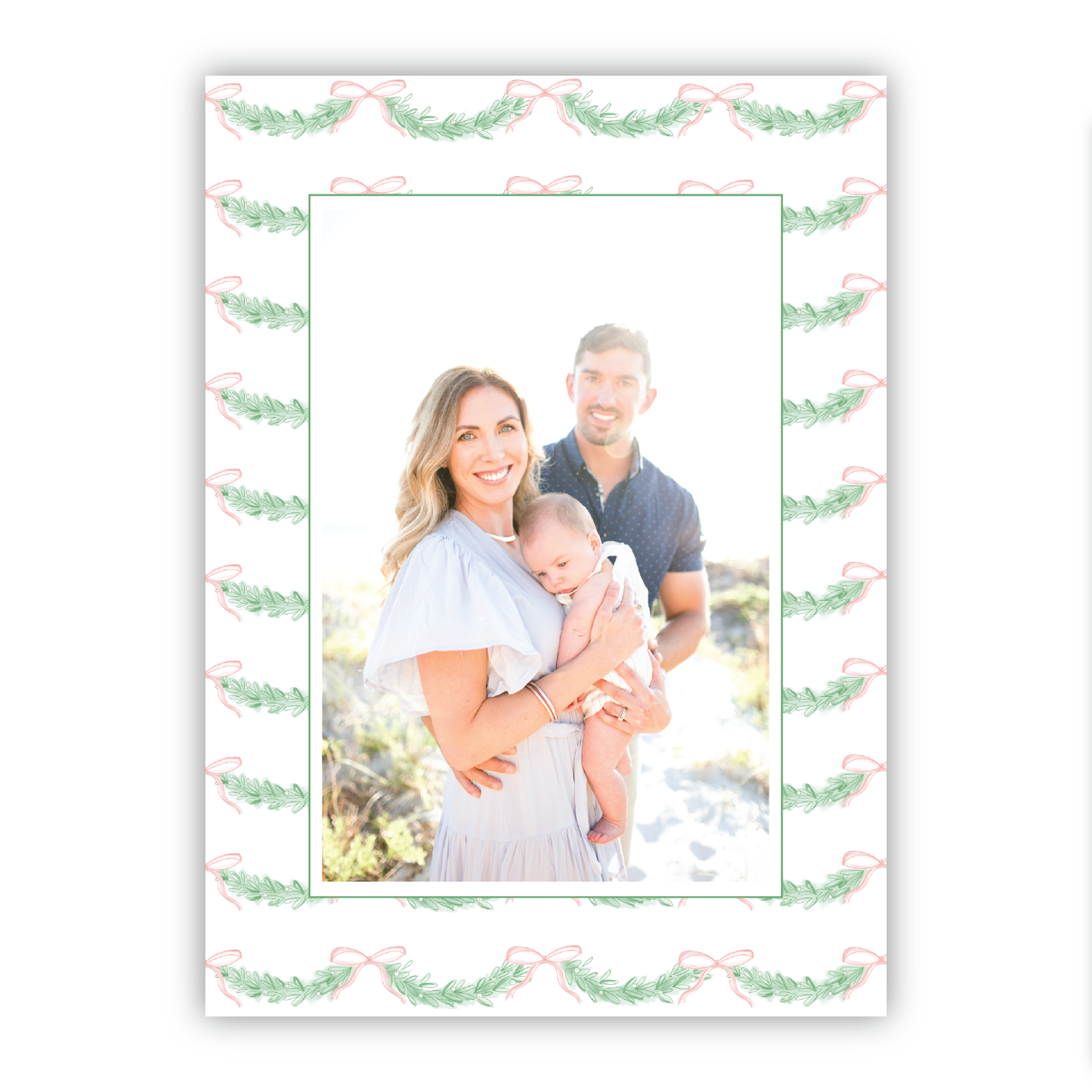Pink Bow & Garland Holiday Border Portrait