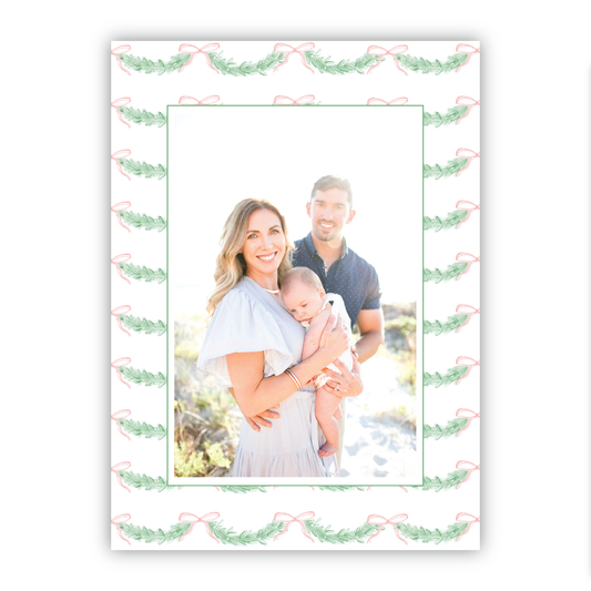 Pink Bow & Garland Holiday Border Portrait